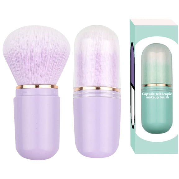 Retractable Makeup Brush, Portable Makeup Brush, Capsule Shape Compact Beauty Brush for Powder Blusher and Facial Cleaning, Soft Synthetic Bristles, Cosmetic Tool for Travel and Gift Use