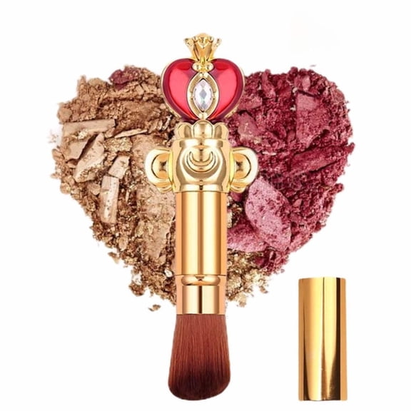 4-Pcs Colorful Gold Kabuki Retractable Makeup Brushes Set with Cover, Vegan
