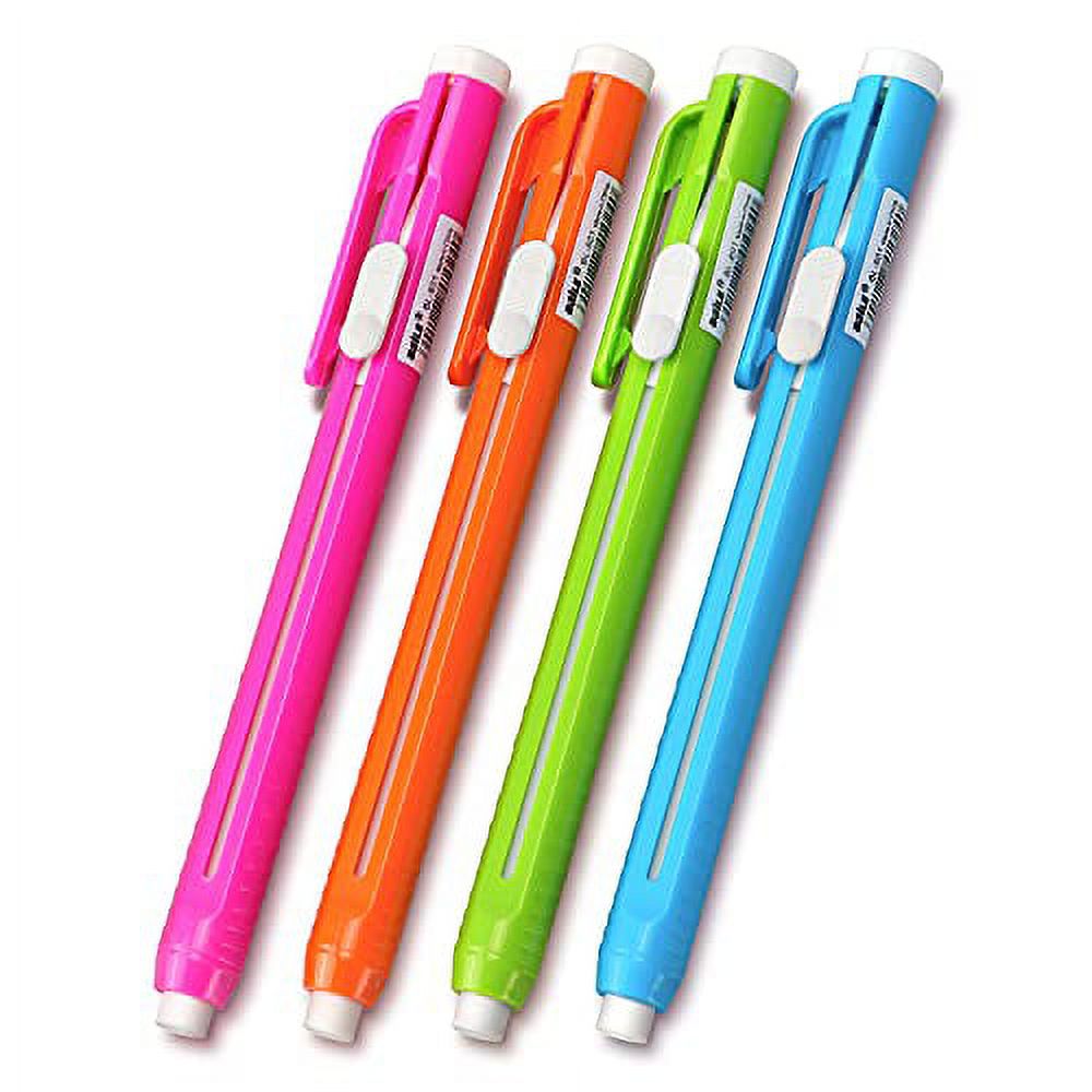 Retractable Mechanical Eraser Pen, PenStyle Erasers Assorted Color, 4 Pack