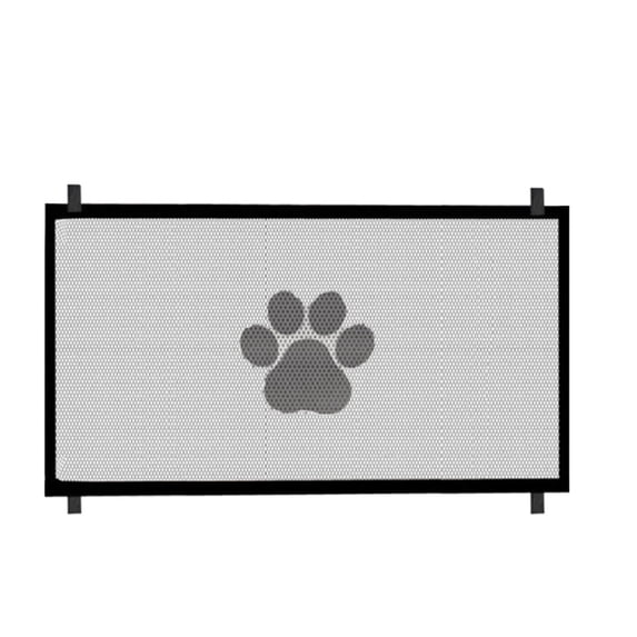 Retractable Mesh Dog Gate Set for Stairways and Doorways Adjustable Telescoping Pet Fence with Folding Design