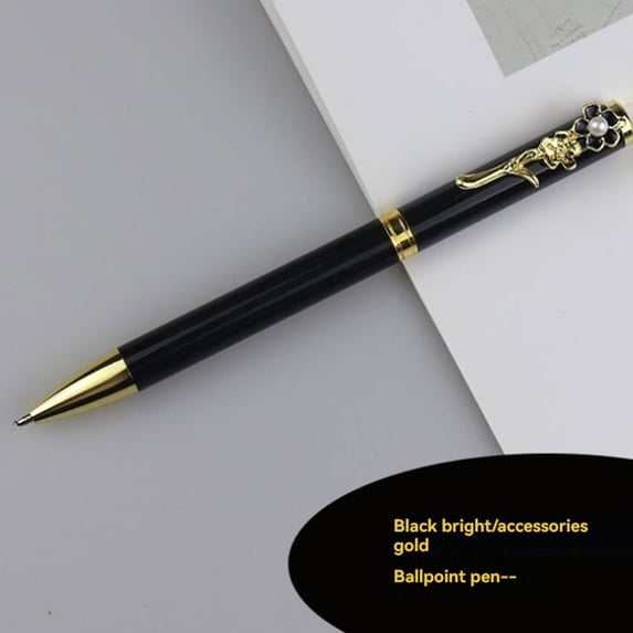 Retractable Metal Ballpoint Pen, Rose Flower Design Smooth Writing Pen for Business & Office