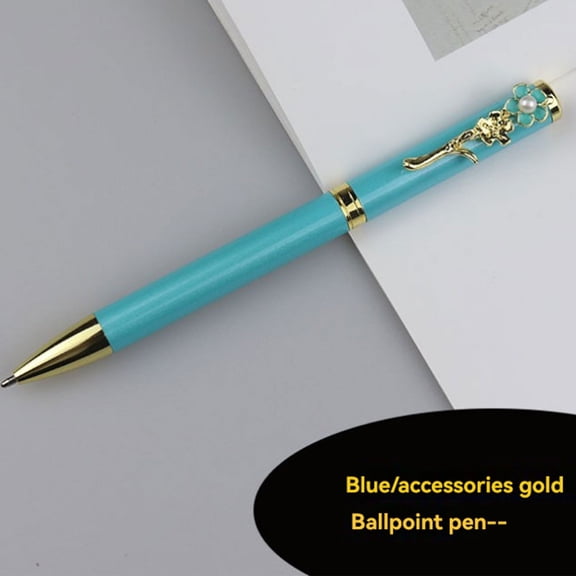 Retractable Metal Ballpoint Pen, Rose Flower Design Smooth Writing Pen for Business & Office