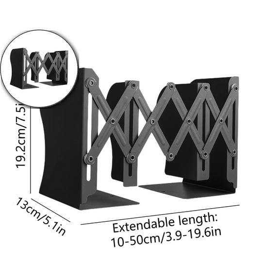 Retractable Metal Book Stand, Folding Desktop Display Shelf, Adjustable Iron Bookcase for Home Office