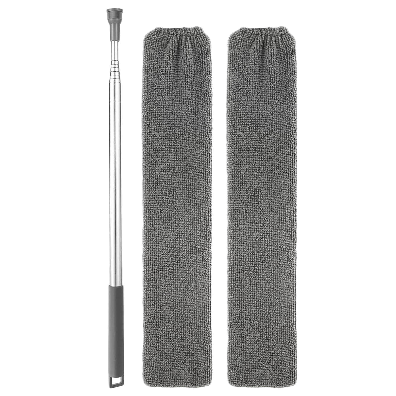 Retractable Microfiber Long Flat Duster With Extendable Pole And Cloth