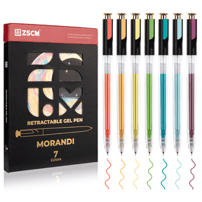 Retractable Morandi Gel Pens, 7 Colors Large Capacity Muted Grayish Gel Ink Pens for Adult Coloring, Minimalist Note Taking Aesthetic Art Supplies