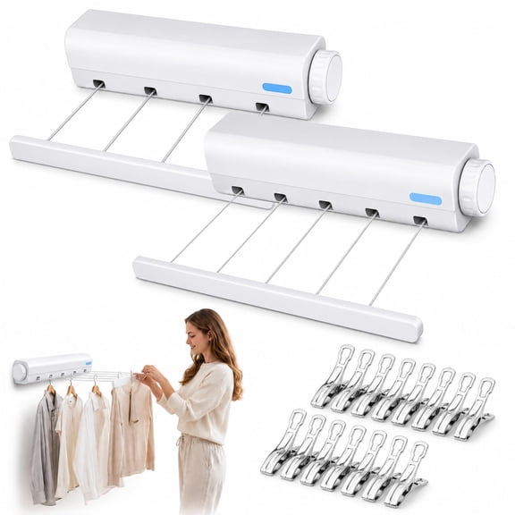 Retractable Multi-Line Clothesline Dryer, 4/5 Line Retractable Clothesline Outdoor Heavy Duty, Space-Saving Wall Mount Clothes line, for Towels, Shirts, Bathrooms, Balconies & Laundry Room