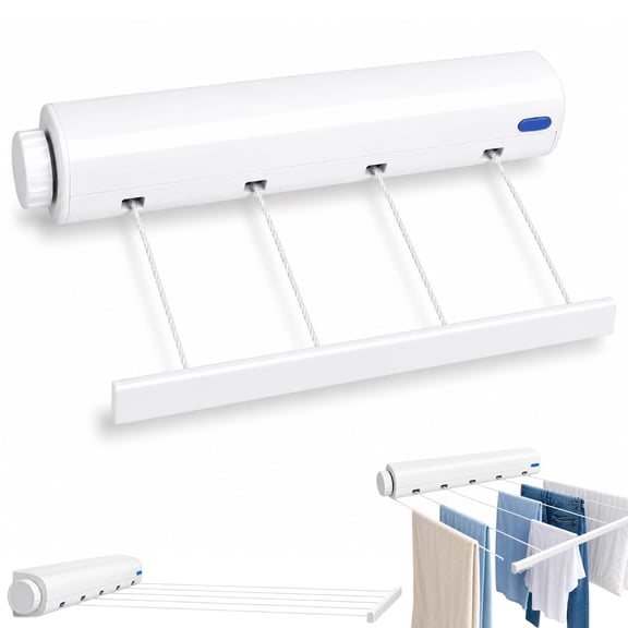 Retractable Multi-Line Clothesline Dryer, 4/5 Line Retractable Clothesline Outdoor Heavy Duty, WallMounted Clothes Line