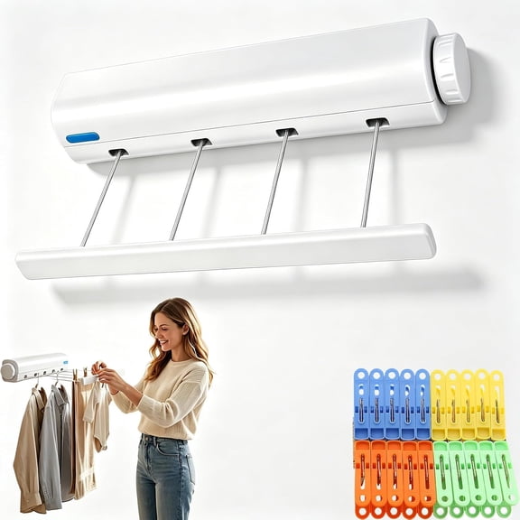 Retractable Multi-Line Clothesline Dryer, Heavy-Duty Retractable Clothesline Dryer, Outdoor Wall Mounted 4/5-Line Dryers for RV Balcony Courtyards Indoor Hanging Wet Dry Clothing