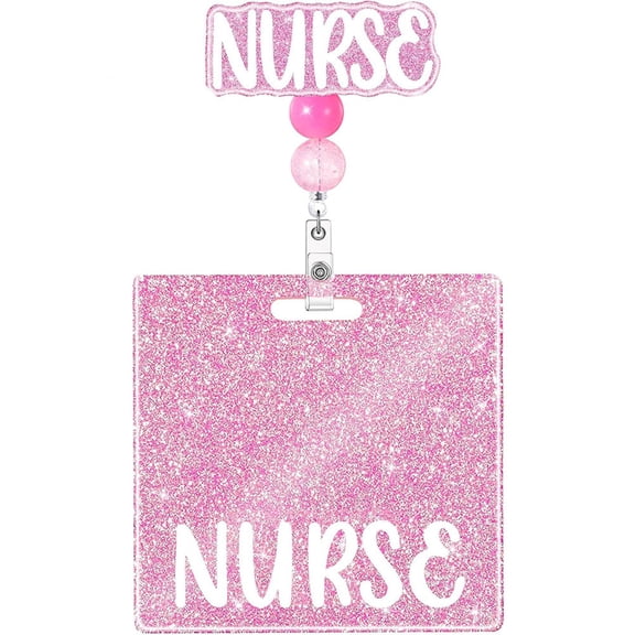 Retractable Name Badge Holder Glittering Design for Name Badge Clip Work Nurse Student Teacher Women Men