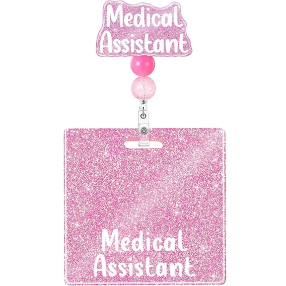 Retractable Name Card Holder Badge Holder Glittering Nurse Badge Cards Badges Holders for Office Hospital