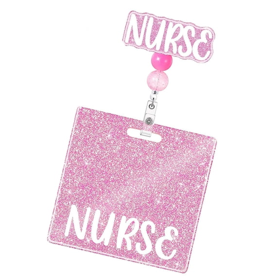 Retractable Name Card Holder Badge Holder Glittering Nurse Badge Cards Badges Holders for Office Hospital