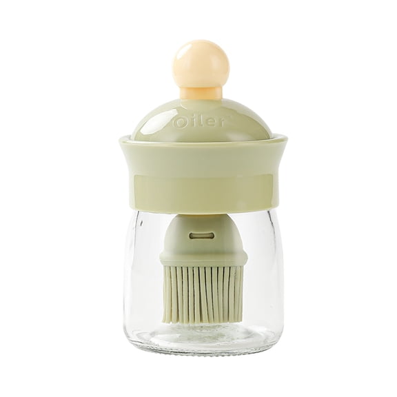 Retractable Oil Brush Dispenser, 2-in-1 Glass Olive Oil Bottle with Silicone Basting Brush,Cooking Brush for Vinegar Sauce BBQ Grill Frying