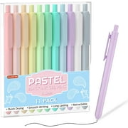 Retractable Pastel Gel Ink Pens, Shuttle Art 11 Pack Black Ink Pens, Cute Pens 0.5mm Fine Point for Writing Journaling Taking Notes School Supplies