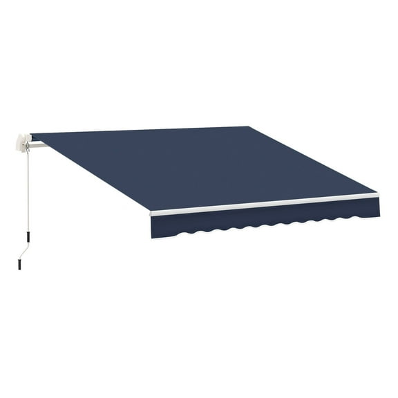 Retractable Patio Awning 10' x 8' - Manual Crank Sun Shade for Deck, Yard, UV Protection - Blue