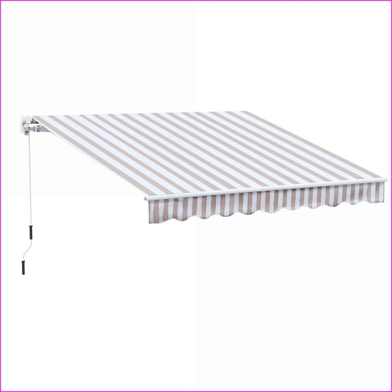 Retractable Patio Awning 10' x 8', Manual Crank UV Water Resistant for Deck Balcony Yard | Beige | Aluminum