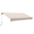 thumbnail image 1 of Retractable Patio Awning 12x10 ft - Manual Crank Beige/White - Outdoor Sun Shade for Deck, Balcony & Yard, 1 of 9