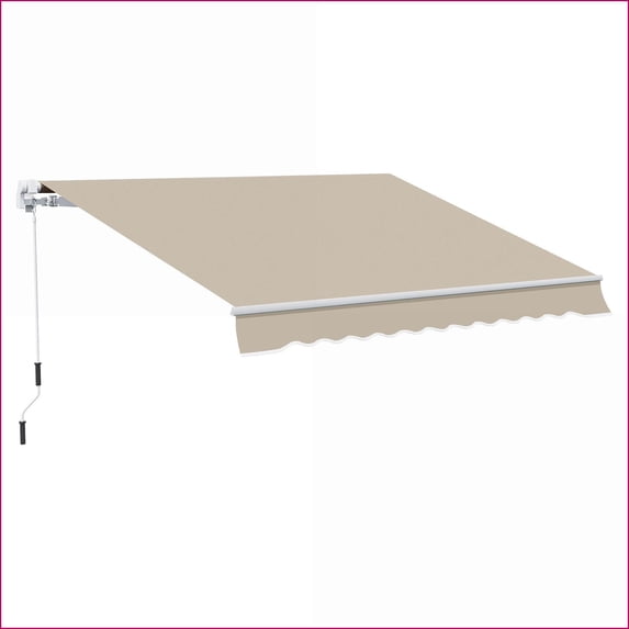 Retractable Patio Awning, 13' x 8' Manual Crank, UV Resistant for Deck Balcony Yard, Beige | Aluminum | Square
