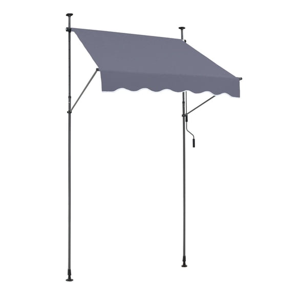 Retractable Patio Awning 59 x 47 Inches, Manual Crank Sunshade Canopy with Adjustable Height 86-122 in, Outdoor Balcony Deck Shelter, Dark Gray