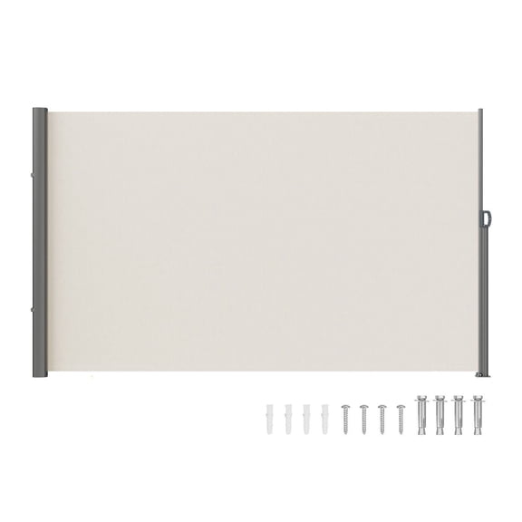 Retractable Patio Awning 71"x118", Beige Side Awning Aluminum Frame, UV Protection Privacy Screen for Balcony, Courtyard, Outdoor Wind Sun Shade