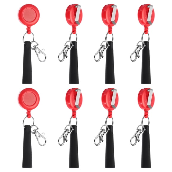 Retractable Pen Holder, 8 Pack Pull Pen Pencil Holder Elastic Silicone Grip Pencil Holder, Red
