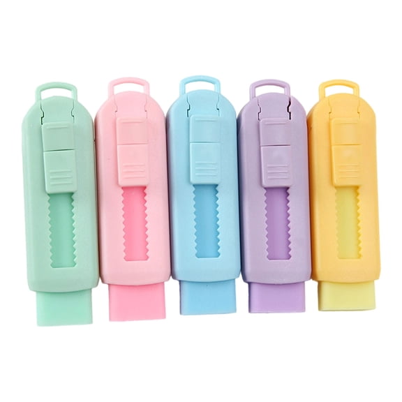 Retractable Pencil Eraser, Push-Pull Rubber Eraser, Plastic Sleeve Sliding Eraser, Expandable Drawing Cleaning Tool, Portable Stationery Eraser for Office Daily Writing Art Sketching Use 5 Pieces
