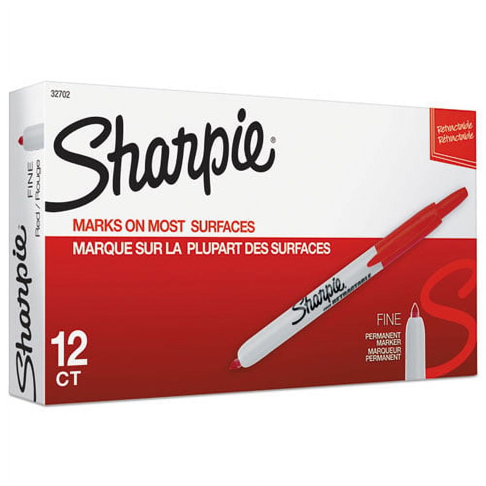 Retractable Permanent Marker, Fine Bullet Tip, Red | Bundle of 2 Dozen