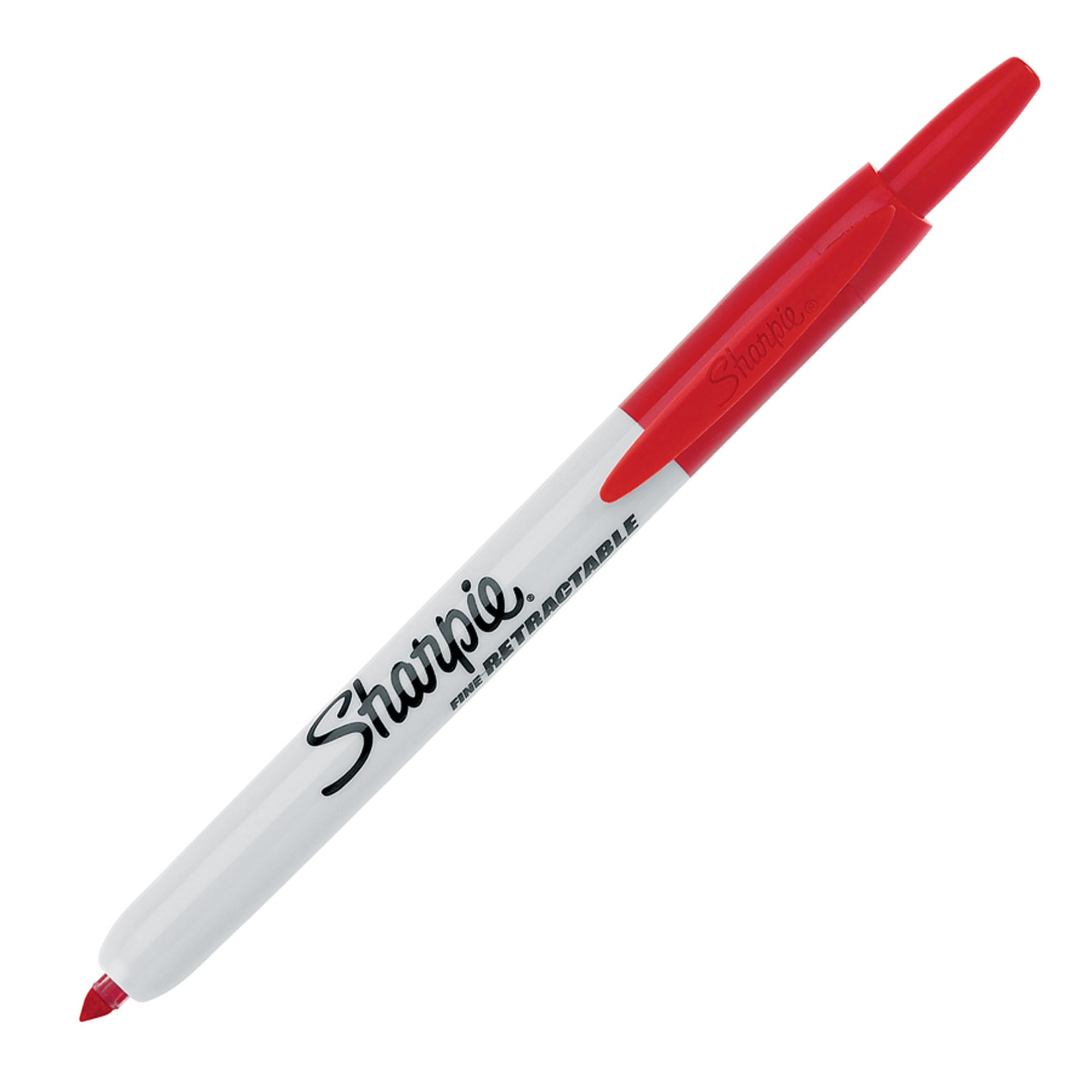 Retractable Permanent Marker, Fine Bullet Tip, Red Retractable Permanent Marker, Fine Bullet Tip, Red
