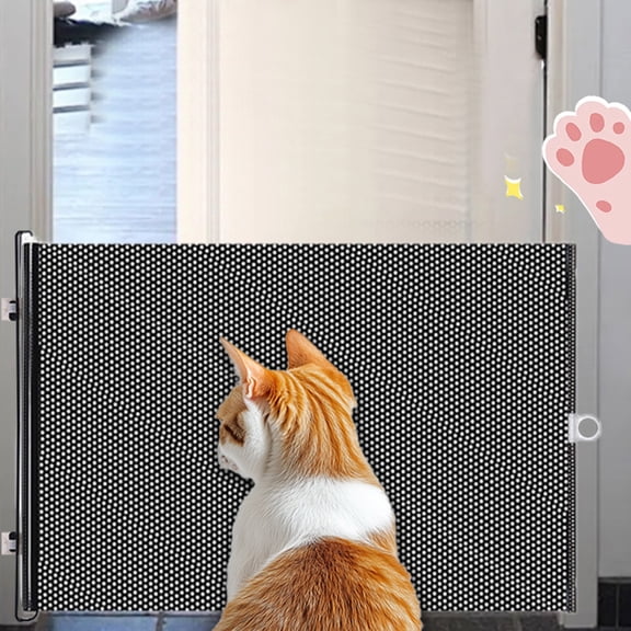 Retractable Pet Gate for Cats & Dogs, No Drill Mesh Safety Gate, Easy Install Indoor Dog Gate for Doorways, Stairs, and Home Use, Adjustable Barrier for Puppies & Kittens
