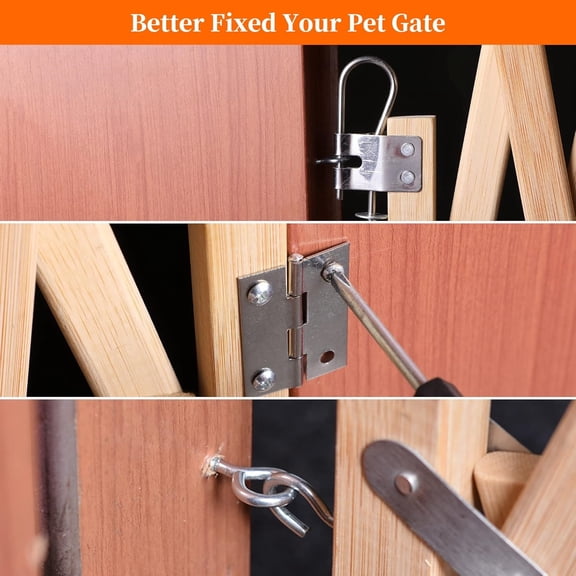 Retractable Pet Gate Expandable Dog Fence Wooden Screen Door Accordion Gates Portable for Doorways Dog Pet Gate Pet Safety Patio Garden Lawn