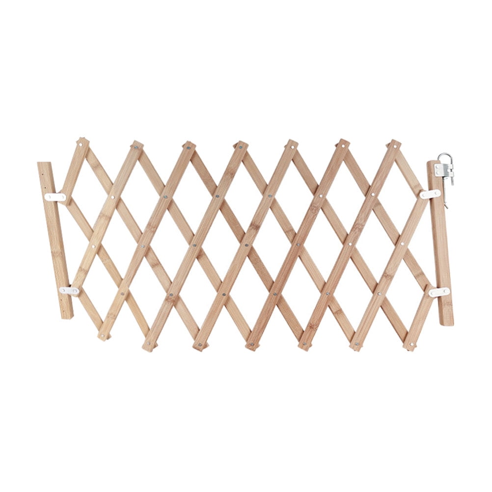 Retractable Pet Gate Expandable Fence Gate Freestanding Wooden Indoor