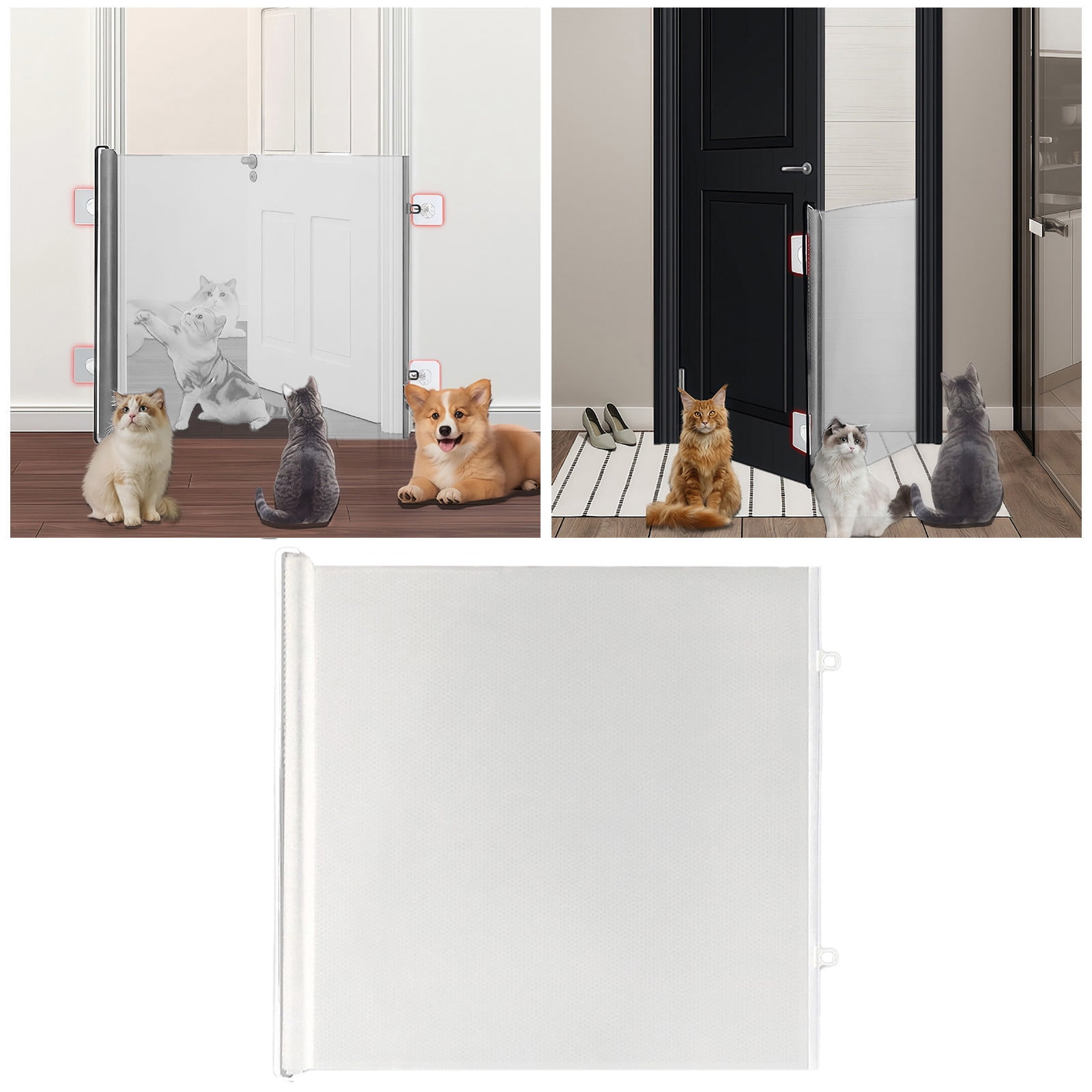Retractable Pet Gate, No Drill Mesh Dog & Cat Barrier, Portable Indoor Safety Fence for Stairs, Doors & Corridors