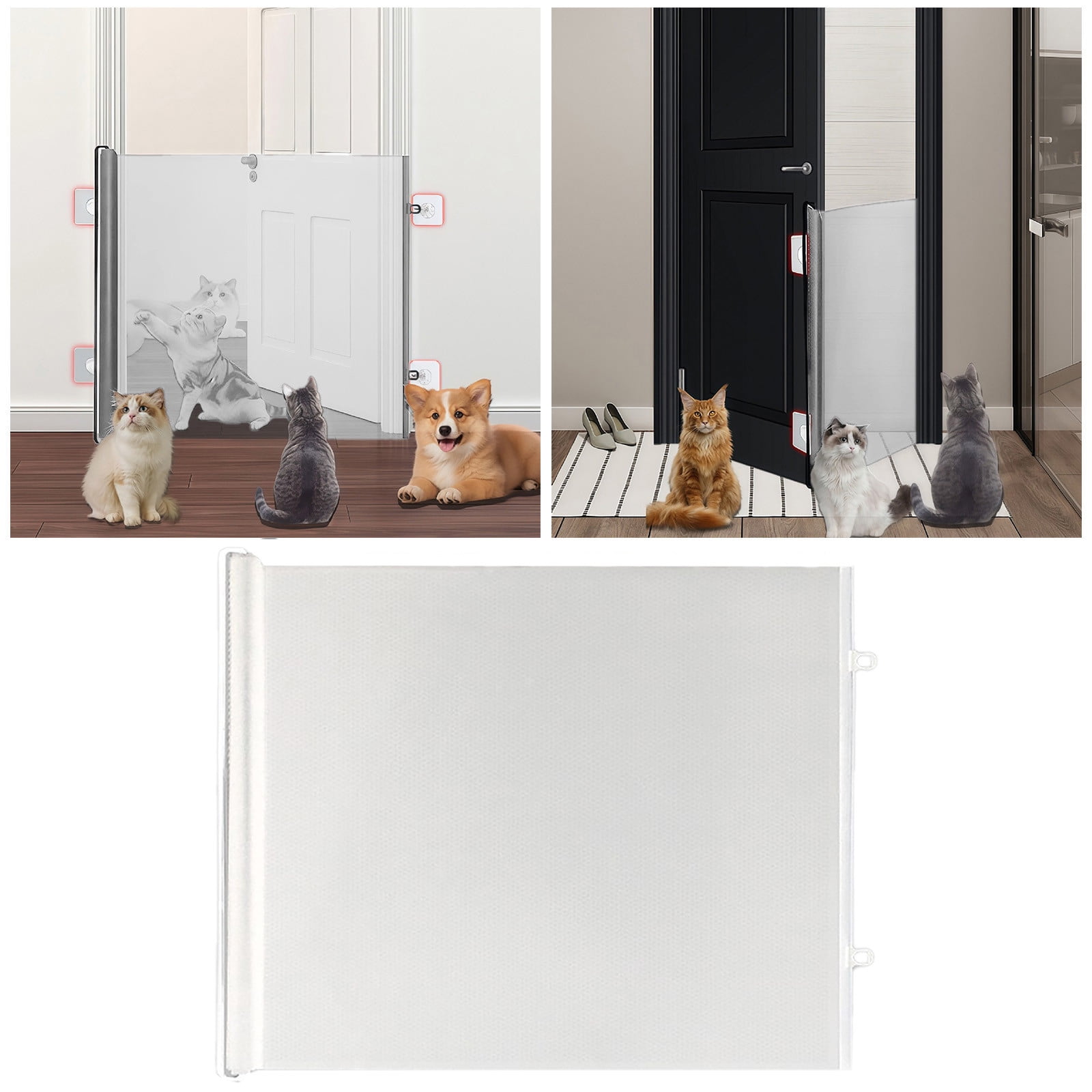 Retractable Pet Gate, No Drill Mesh Dog & Cat Barrier, Portable Indoor Safety Fence for Stairs, Doors & Corridors