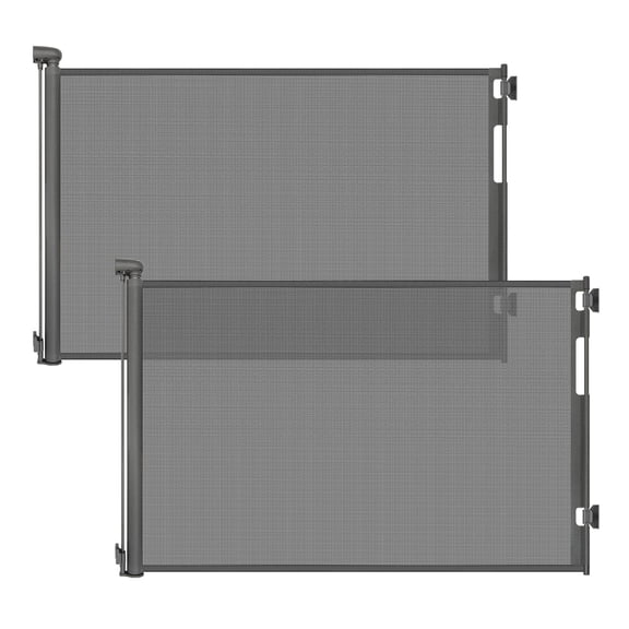 Retractable Pet Safety Gate Gray 33'' Tall X 55'' Wide (2 Pack) For Stairs Doorways Hallways
