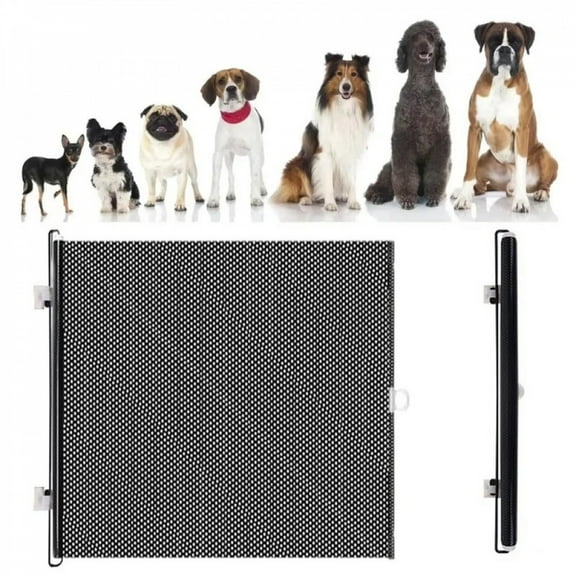 Retractable Pet Safety Gate Wide, Indoor Mesh Fence for Dogs & kitten, Mounting Accessories Included for Doors & Hallways
