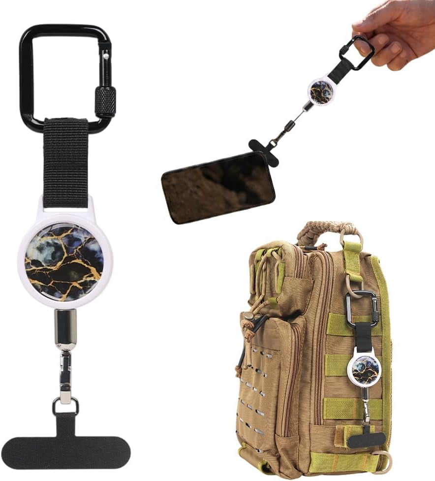 Retractable Phone Lanyard - Anti-Theft Tether with 360° Swivel Carabiner for Hiking Skiing Cycling