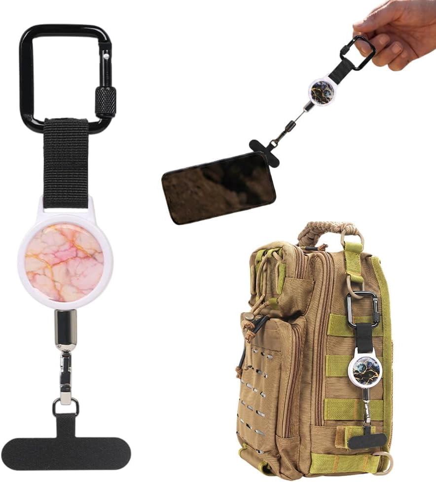 Retractable Phone Lanyard - Anti-Theft Tether with 360° Swivel Carabiner for Hiking Skiing Cycling