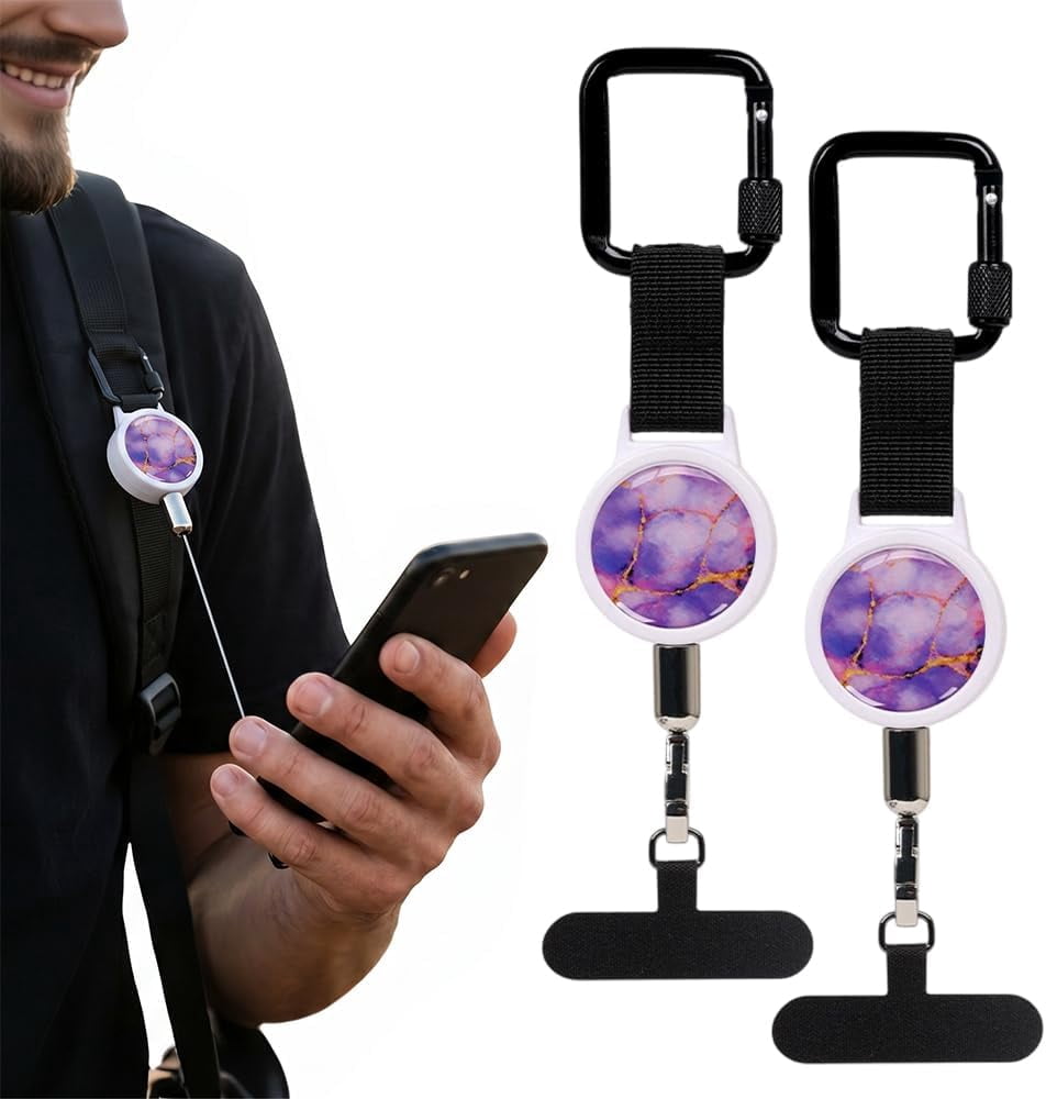 Retractable Phone Lanyard - Anti-Theft Tether with 360° Swivel Carabiner for Hiking Skiing Cycling