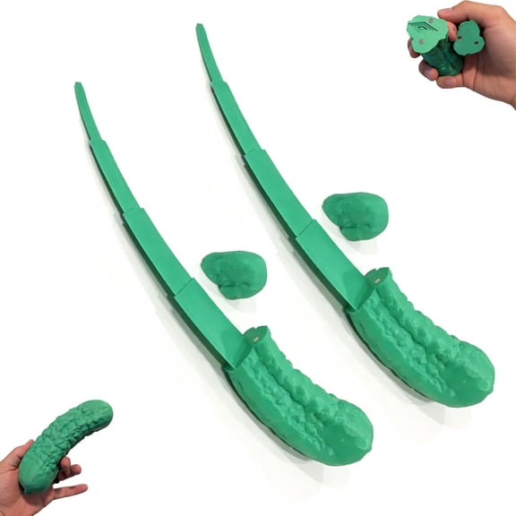 Retractable Pickle Fidget with Lid Green 2pcs