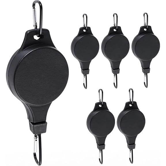 Retractable Plant Hanger, 6 Pack Heavy Duty Adjustable Hanging Pulley with Steel Hooks for Indoor Outdoor Garden Pots Bird Feeders (Black)