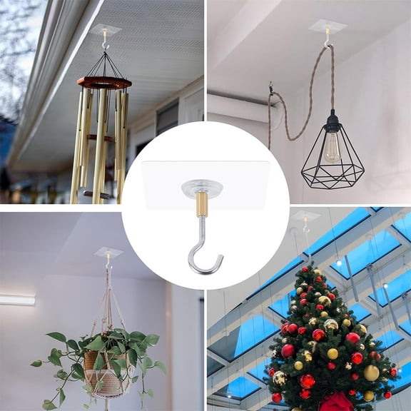 Retractable Plant Pulley Adjustable Hanging Flower Basket Hooks Heavy Duty Indoor Outdoor Plant Hanger, 1Pc Clear Transparent Ceiling Adhesive Hook For Pothos Chlorophytum Plants