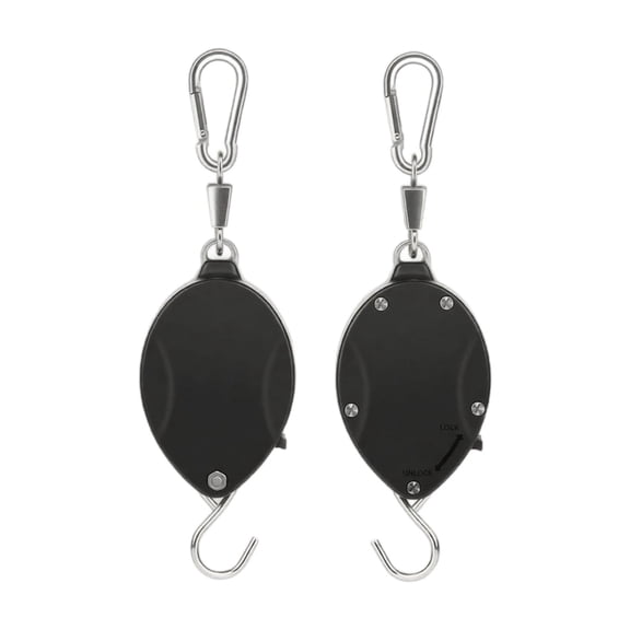 Retractable Plant Pulley Adjustable Plant Hanger with Locking Button and Metal Ceiling Hooks for Hanging Plants Garden Flower Baskets Pots and Bird Feeders (1pcs, Black)