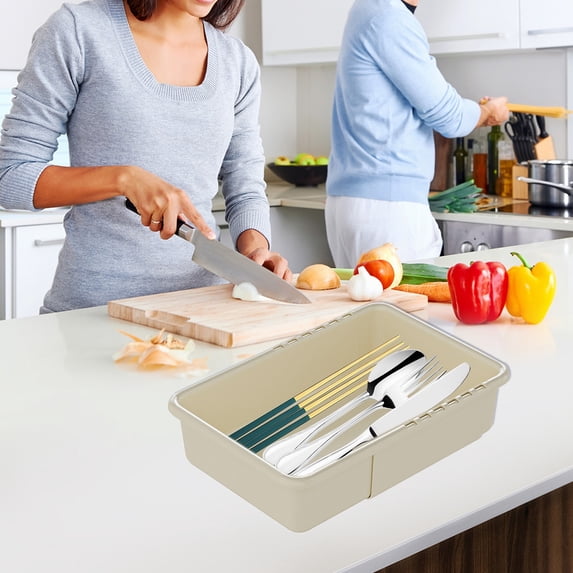 Retractable Plastic Stackable Drawer Organizer, Multipurpose Storage Box, White, 15.15x6.29x2.36 in, Kitchen Pantry Dresser Closet Office