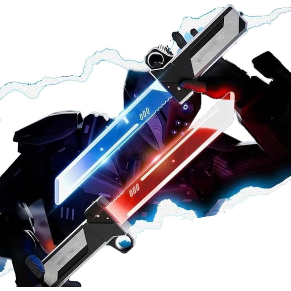 Retractable Plug-in Lightsaber Toy, 2-in-1 Led Light Up Wands with Motion Sensor, Double Bladed Light Up Wands, Reversible Fingertip Spin Hilt Wands, for Cosplay, Cool Gadgets