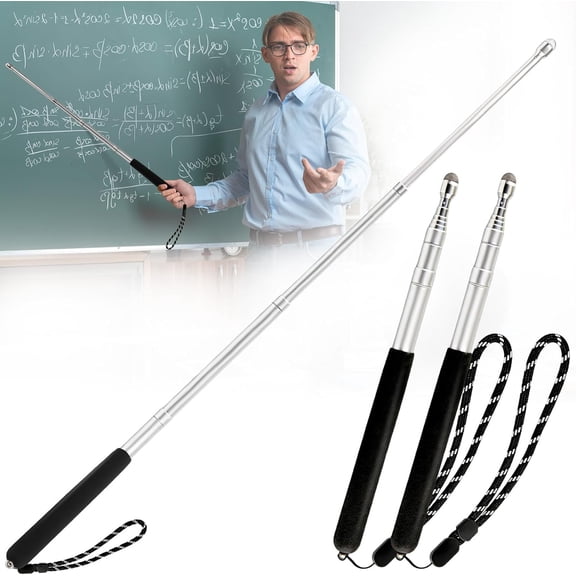 Retractable Pointer for Teachers-37.7" Telescoping Stylus Pen for Touchscreens,Durable Metal Presentation Stick with Lanyard for Classroom Whiteboard,Tablet Compatible,nteractive Screen