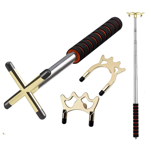 Retractable Pool Cue Bridge with 3 Brass Heads 13.3-59'' Adjustable Pool Table Accessory