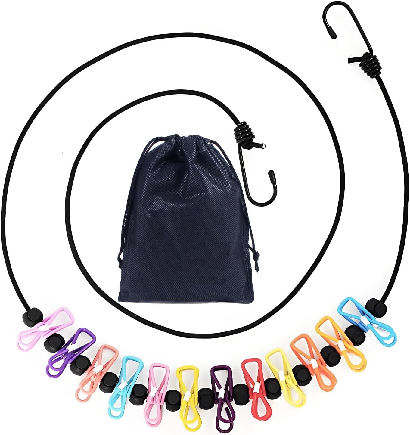 Retractable Portable Travel Clothesline, Clothing Line with 12 Clothes ...