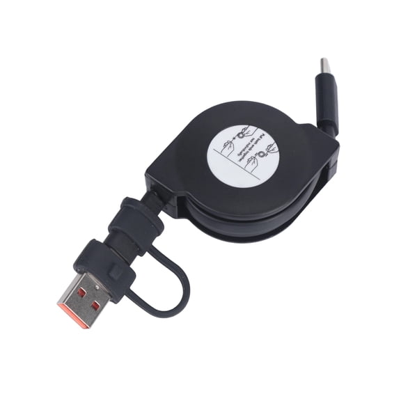 Retractable Power Cable, USB-A Type-C to Type C, 60W Output, 480Mbps Sync, Compact Cord for Phones Tablets Laptops
