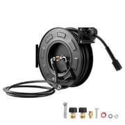 Retractable Pressure Washer Hose Reel, 60 ft Heavy-Duty 1/4 inch Steel Auto-Rewind, 4000 PSI Max for Car Washing, Garden&Floor Cleaning, Wall or Floor Mount