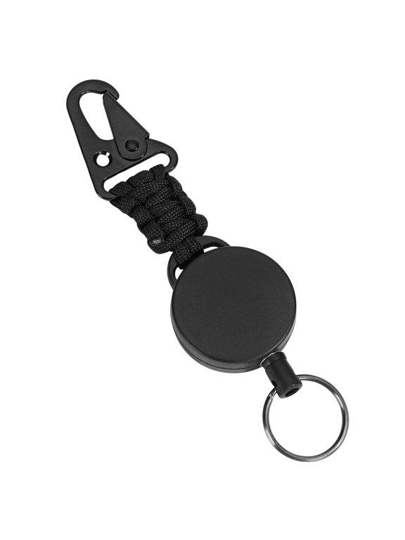Retractable Pull Badges Holder with Steel Wire Rope Buckles, Carabiner Keychain & Anti-Lost Card Holder