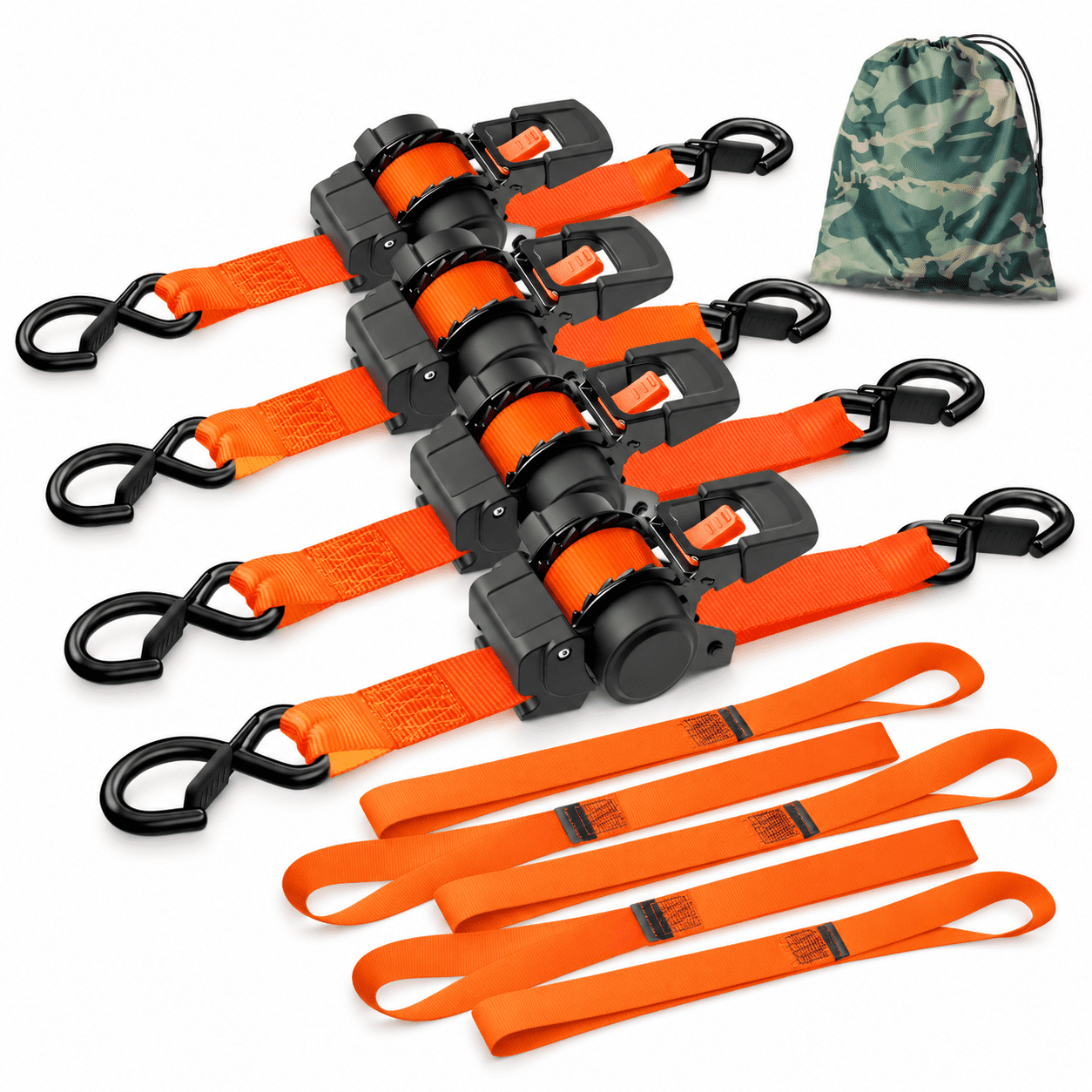Retractable Ratchet Straps - 1 Inch X 10 Feet Heavy Duty Handle-press ...